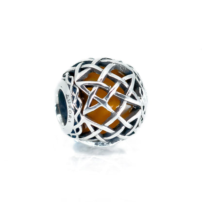 The Alternative Bead: Aurora Charm - Irish Celtic Eternity Amber Bead Sterling Silver Charm Picture 1