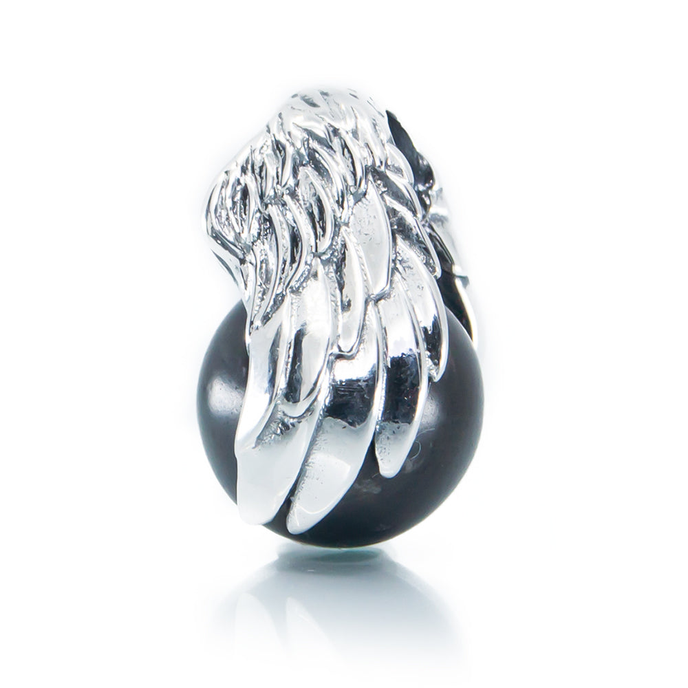 Aurora Charm Wings of Protection - with Shungite silver; black sterling-silver; natural-stone Dangle by The Alternative Bead. Your official Aurora Charm Retailer from Germany