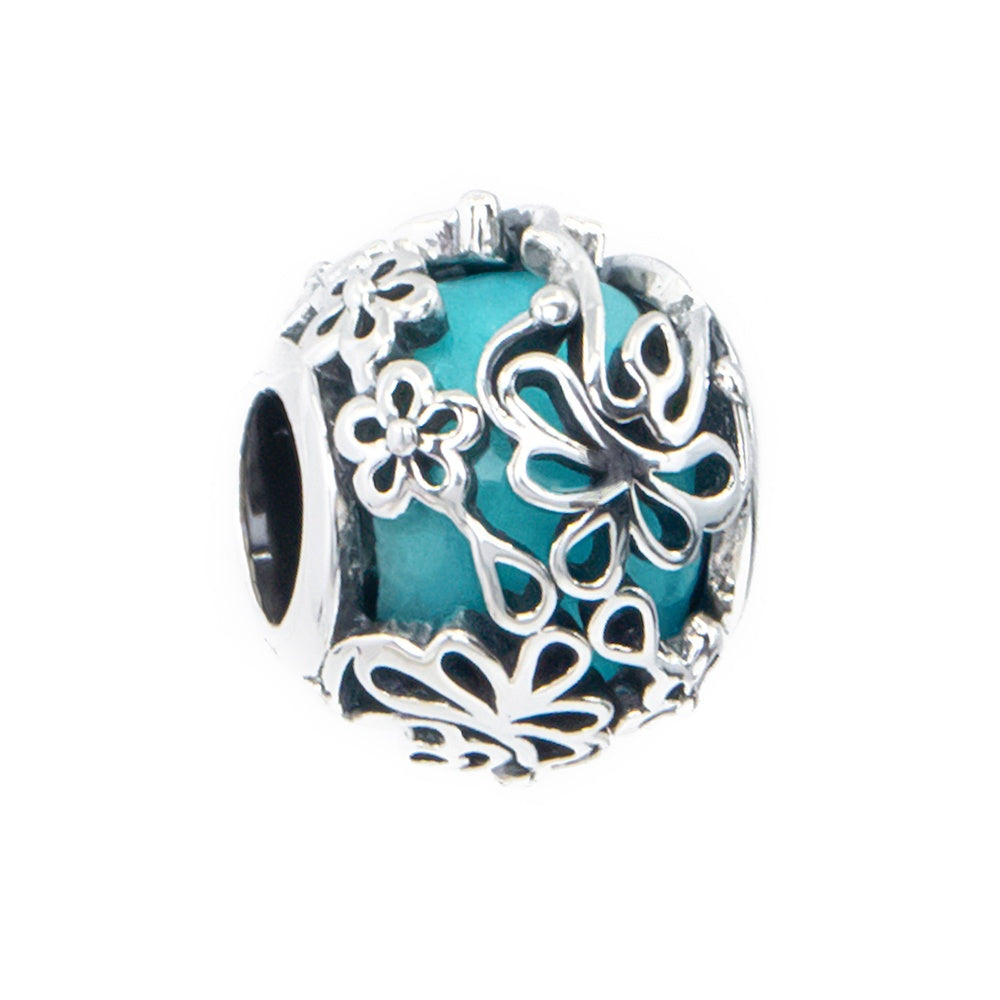 The Alternative Bead: Aurora Charm - Lucidity Teal Blue Charm Sterling Silver Charm Picture 1