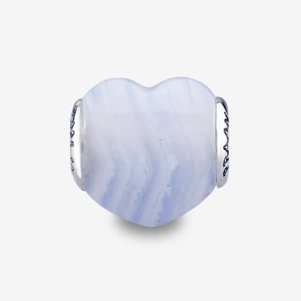 Praan Blue Lace Agate Heart Charm blue natural-stone Bead by The Alternative Bead. Your official Praan Retailer from Germany