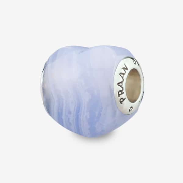 Praan Blue Lace Agate Heart Charm blue natural-stone Bead by The Alternative Bead. Your official Praan Retailer from Germany