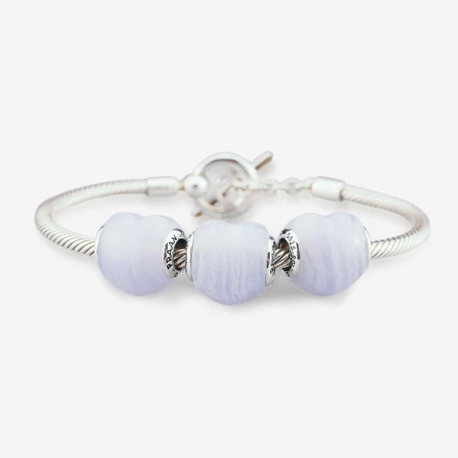 Praan Blue Lace Agate Heart Charm blue natural-stone Bead by The Alternative Bead. Your official Praan Retailer from Germany
