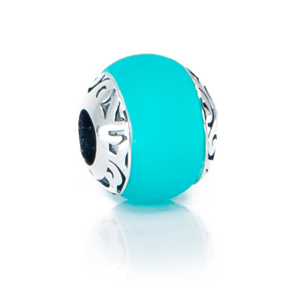 Aurora Charm Bora Bora Island Blue Sea Glass Bead silver; blue sterling-silver; glass Bead by The Alternative Bead. Your official Aurora Charm Retailer from Germany