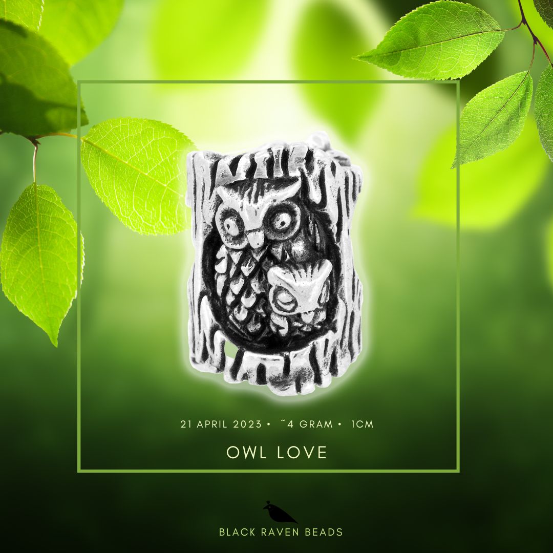 Black Raven Beads Owl Love silver sterling-silver Charm by The Alternative Bead. Your official Black Raven Beads Retailer from Germany