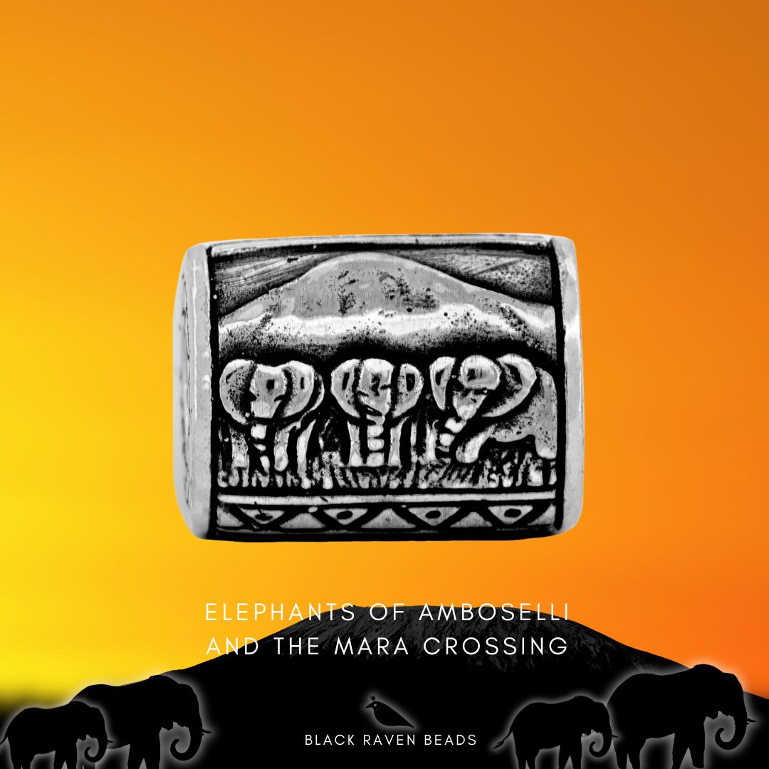 Black Raven Beads Elephants of Amboseli and the Mara crossing silver sterling-silver Bead by The Alternative Bead. Your official Black Raven Beads Retailer from Germany