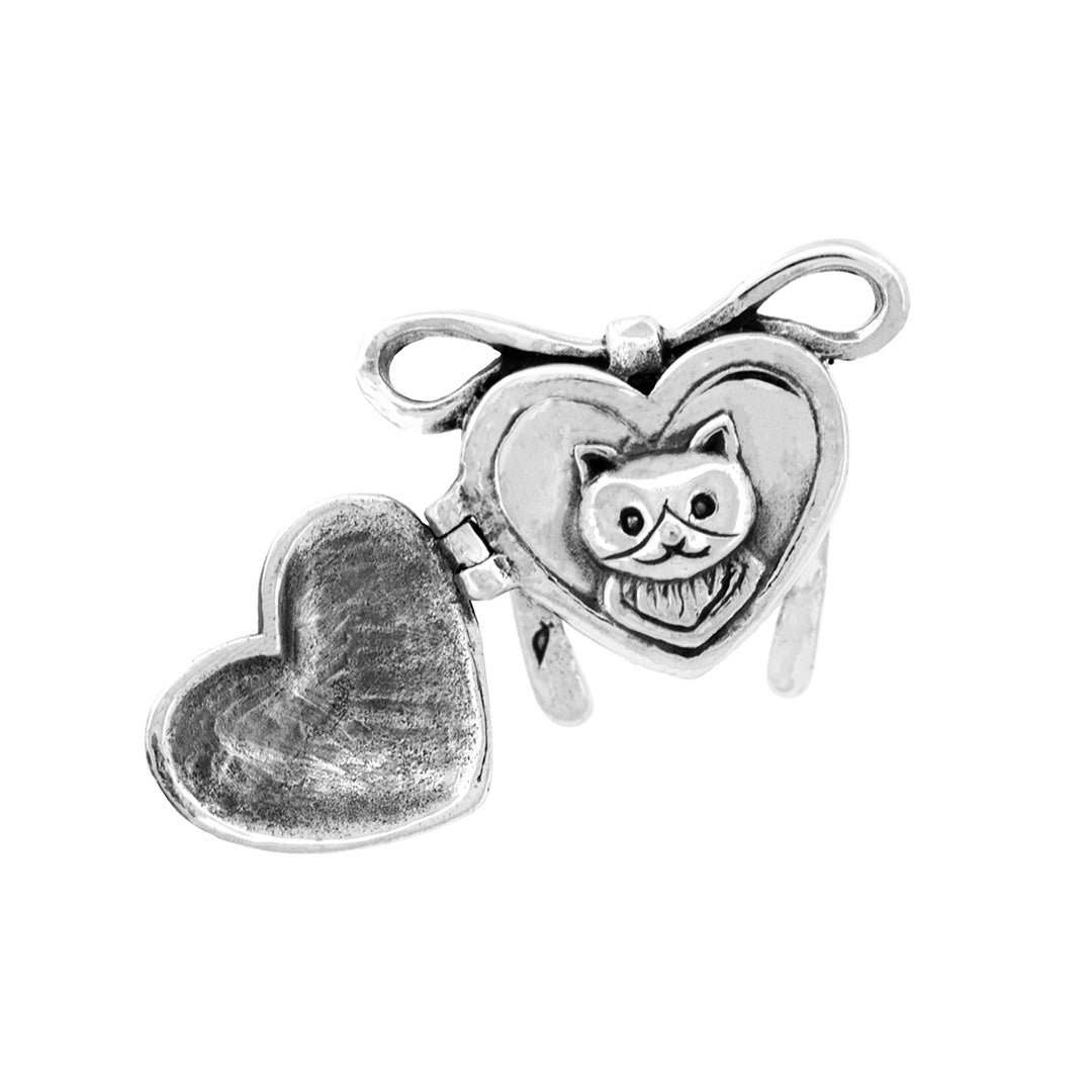 Black Raven Beads Cat in My Heart - Heart Locket silver sterling-silver Dangle by The Alternative Bead. Your official Black Raven Beads Retailer from Germany