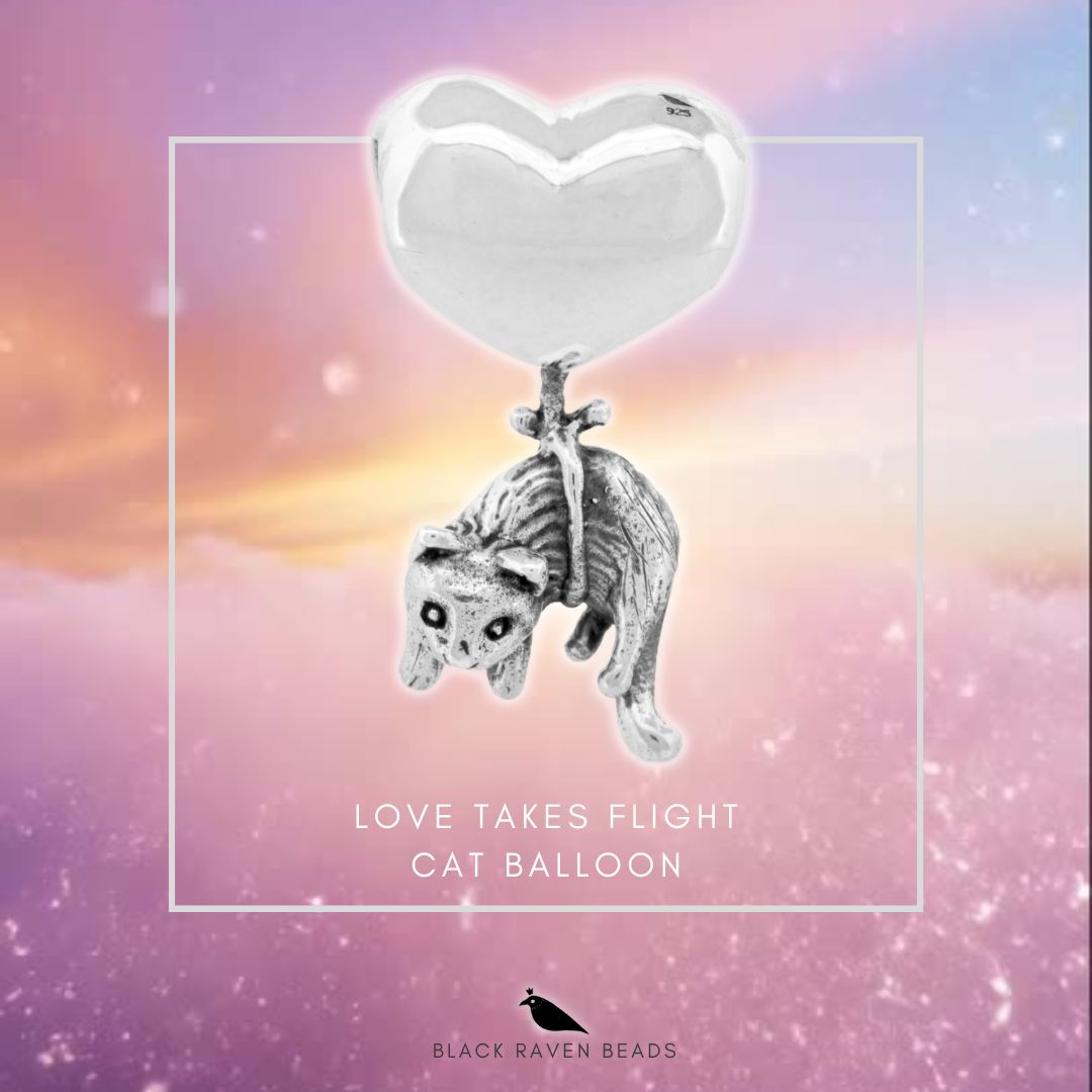 Black Raven Beads Love Takes Flight - Cat Balloon silver sterling-silver Dangle by The Alternative Bead. Your official Black Raven Beads Retailer from Germany