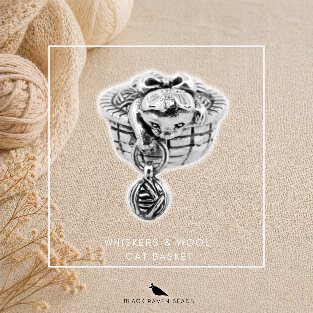 Black Raven Beads Whiskers & Wool - Cat Basket silver sterling-silver Dangle by The Alternative Bead. Your official Black Raven Beads Retailer from Germany