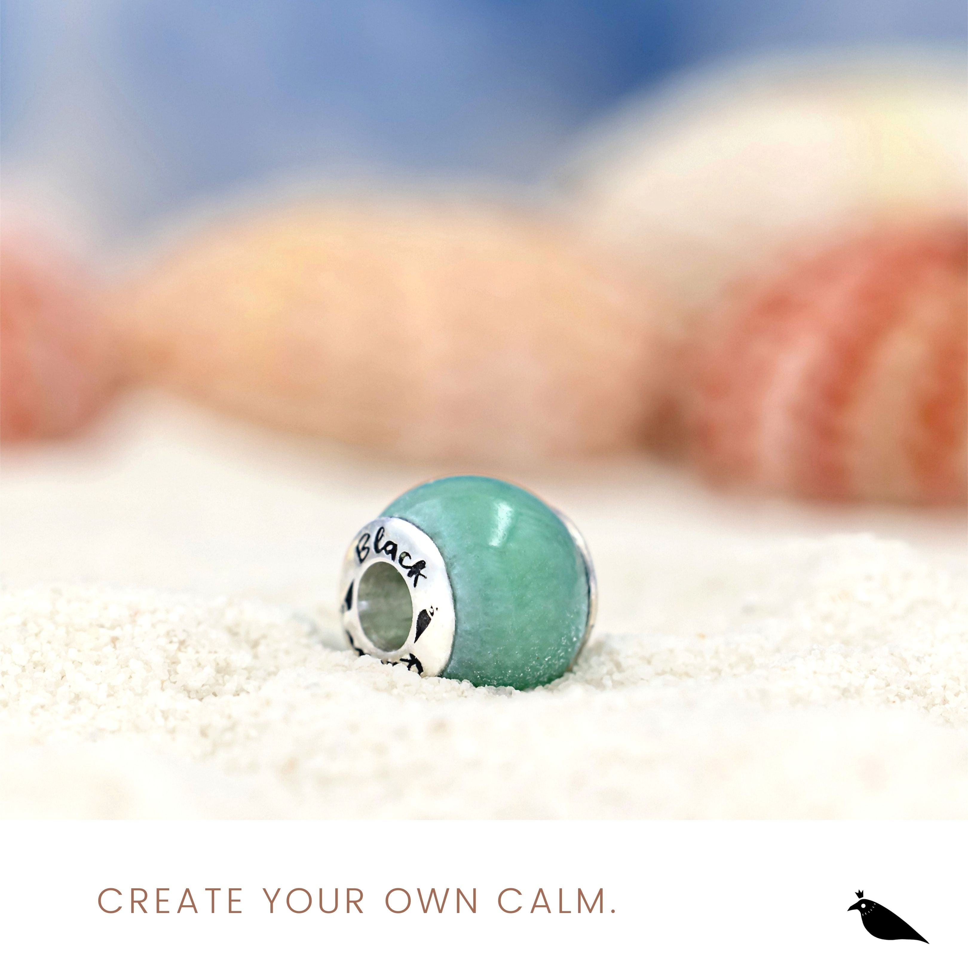 Black Raven Beads Crystal Aquamarine green natural-stone Charm by The Alternative Bead. Your official Black Raven Beads Retailer from Germany