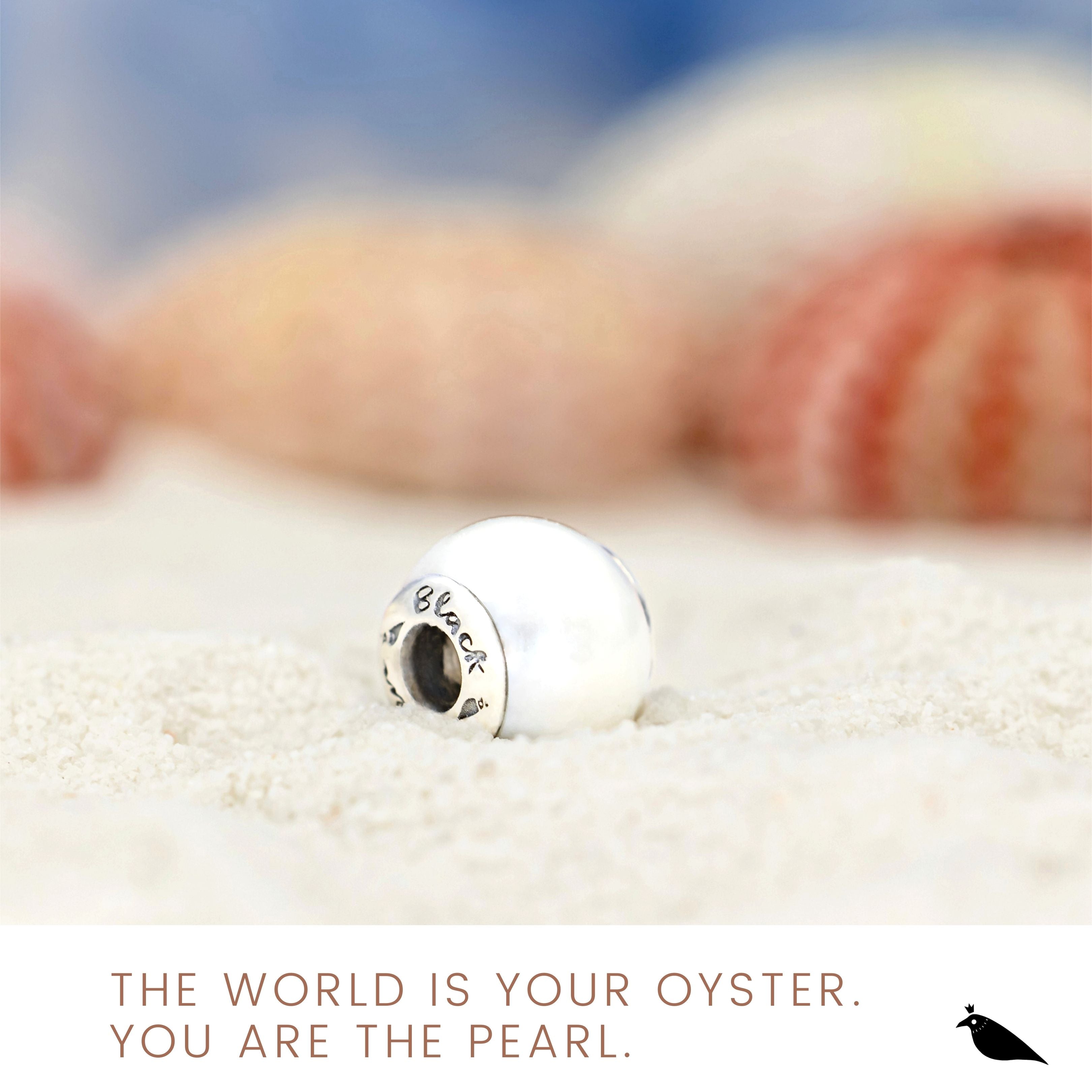 Black Raven Beads Purity White Pearl white natural-stone Charm by The Alternative Bead. Your official Black Raven Beads Retailer from Germany