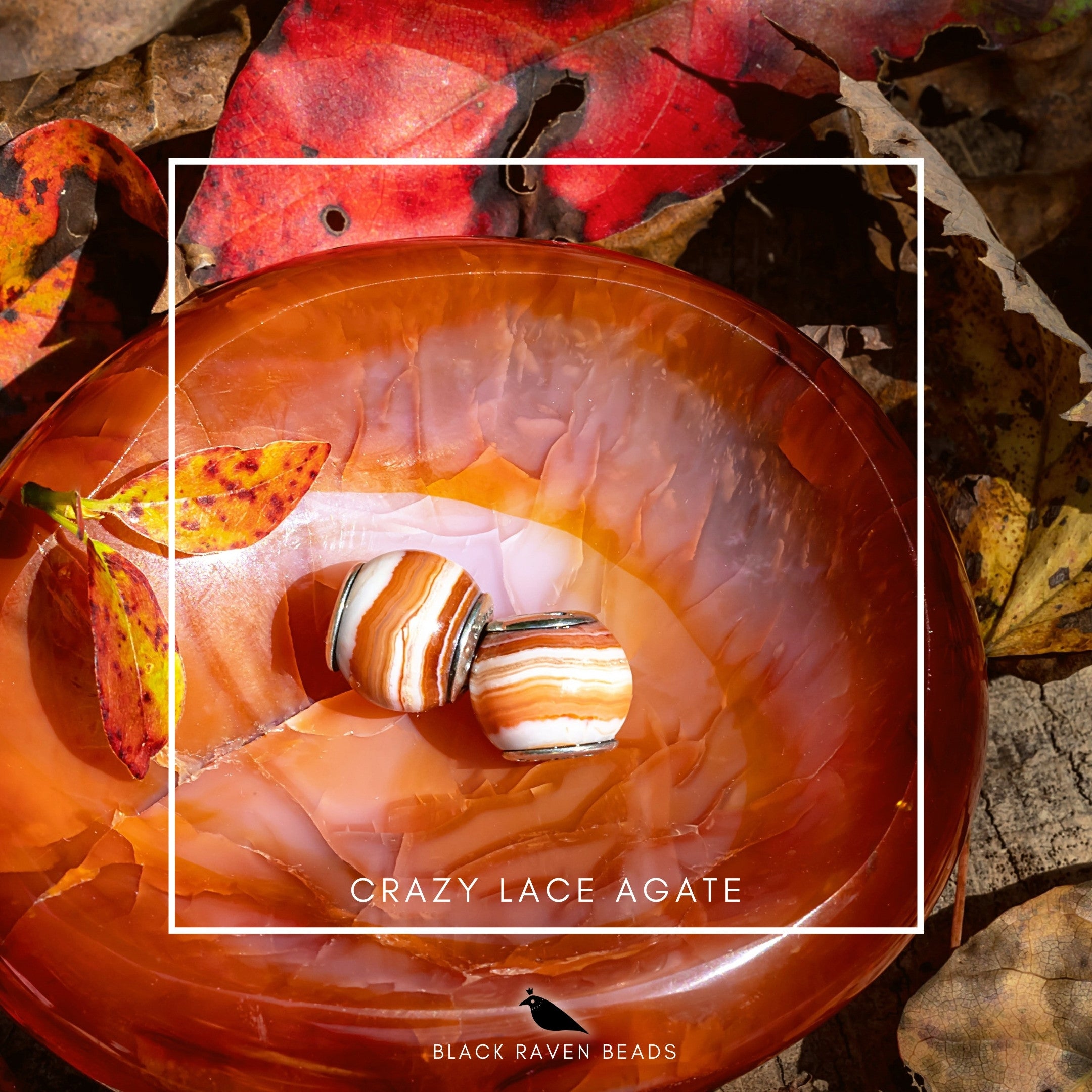 Black Raven Beads Crazy Lace Agate LE red and brown and orange natural-stone  by The Alternative Bead. Your official Black Raven Beads Retailer from Germany