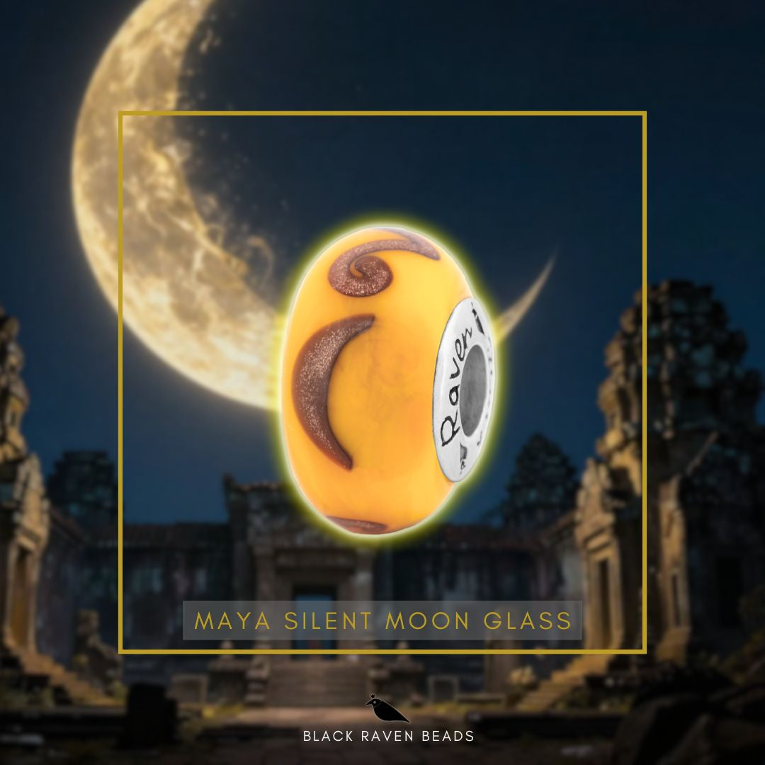 Black Raven Beads Maya Quiet Moon Glass yellow; orange glass Bead by The Alternative Bead. Your official Black Raven Beads Retailer from Germany