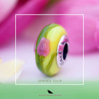 Black Raven Beads Spring Tulip yellow and pink and green and floral glass Charm by The Alternative Bead. Your official Black Raven Beads Retailer from Germany
