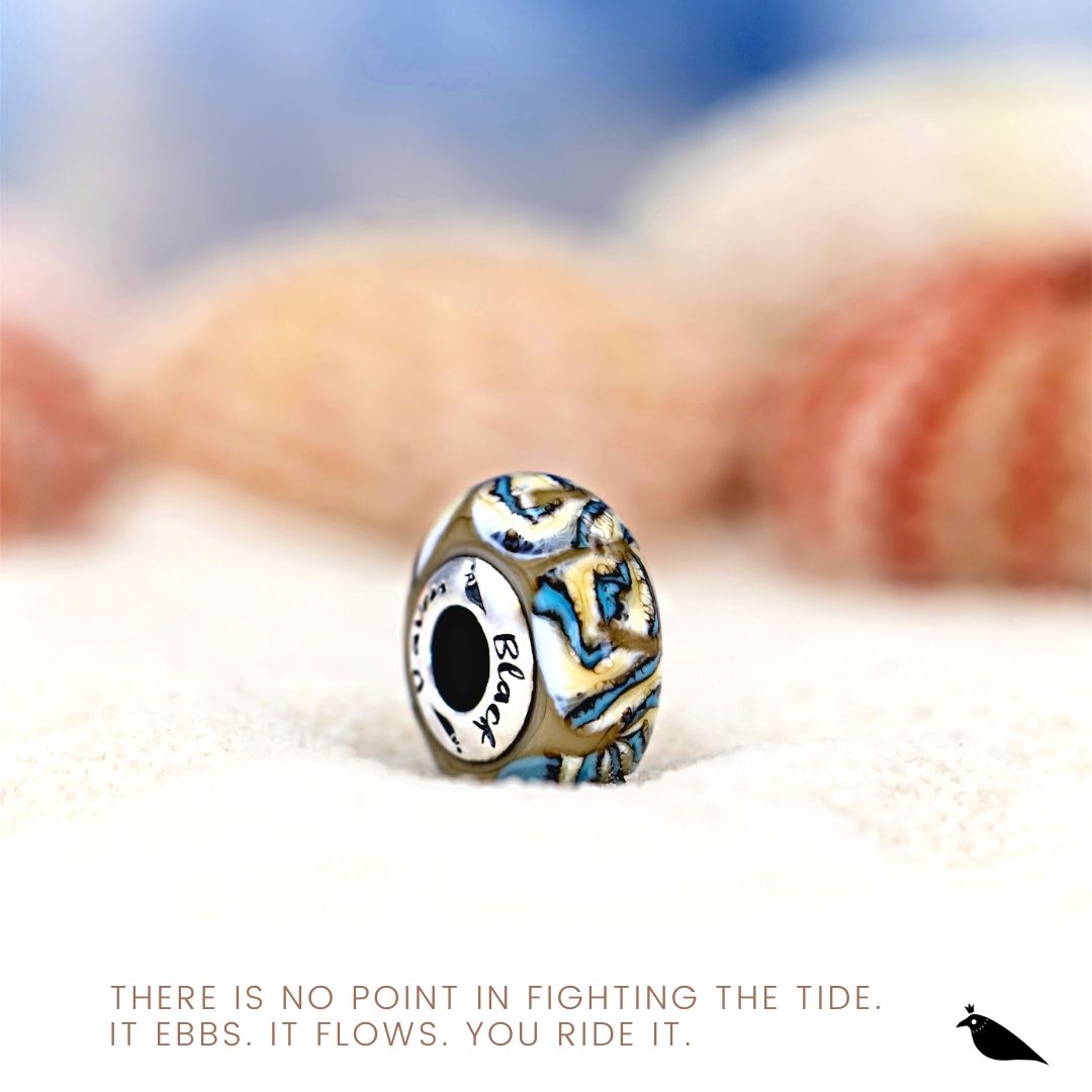 Black Raven Beads Sea Tides brown and white and blue glass Charm by The Alternative Bead. Your official Black Raven Beads Retailer from Germany