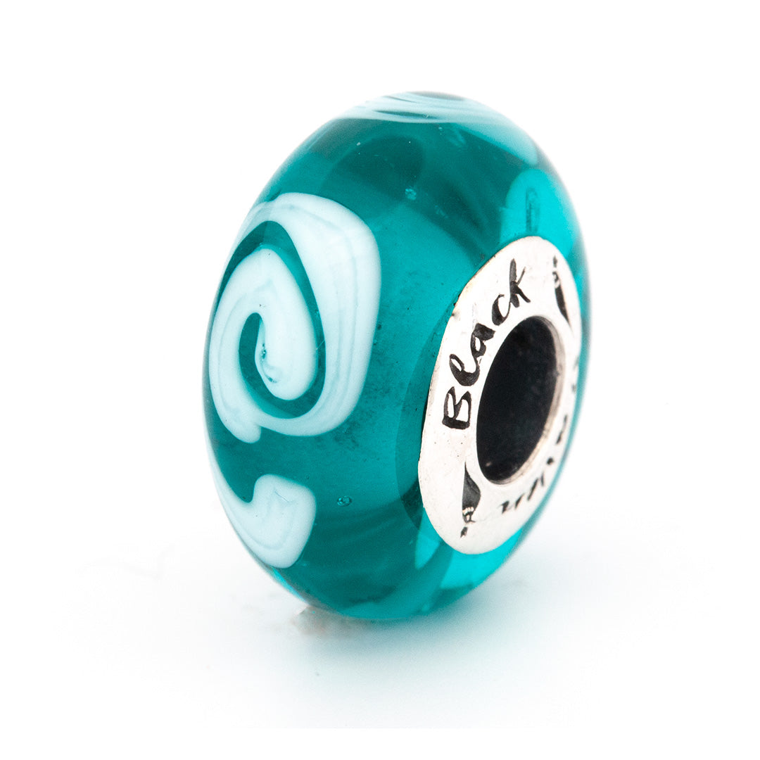 Black Raven Beads Sea Waves blue and green and white glass Charm by The Alternative Bead. Your official Black Raven Beads Retailer from Germany