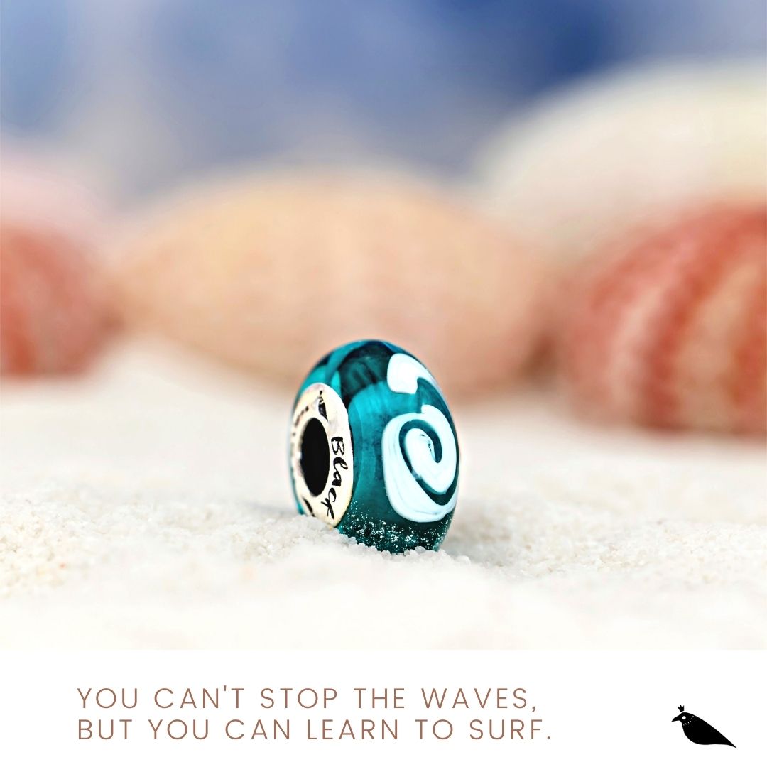 Black Raven Beads Sea Waves blue and green and white glass Charm by The Alternative Bead. Your official Black Raven Beads Retailer from Germany