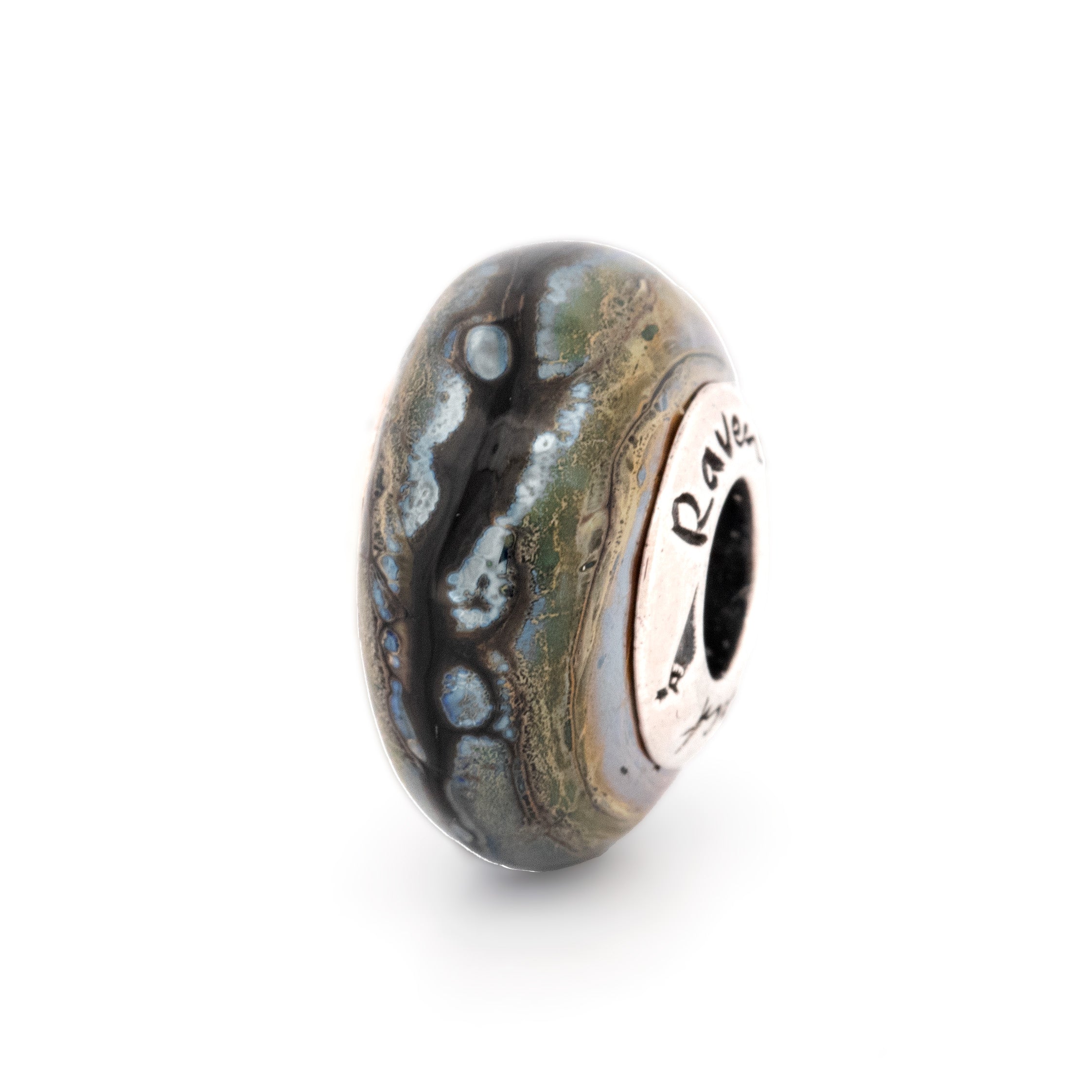 Black Raven Beads Magical Moss green and gray glass Charm by The Alternative Bead. Your official Black Raven Beads Retailer from Germany