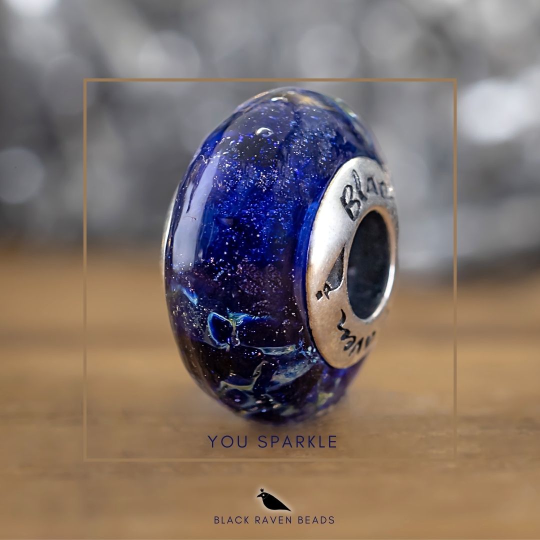 Black Raven Beads You Sparkle blue glass Charm by The Alternative Bead. Your official Black Raven Beads Retailer from Germany