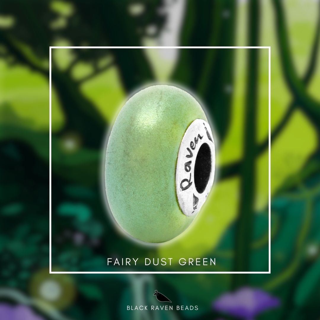 Black Raven Beads Fairy Dust Green green glass Charm by The Alternative Bead. Your official Black Raven Beads Retailer from Germany