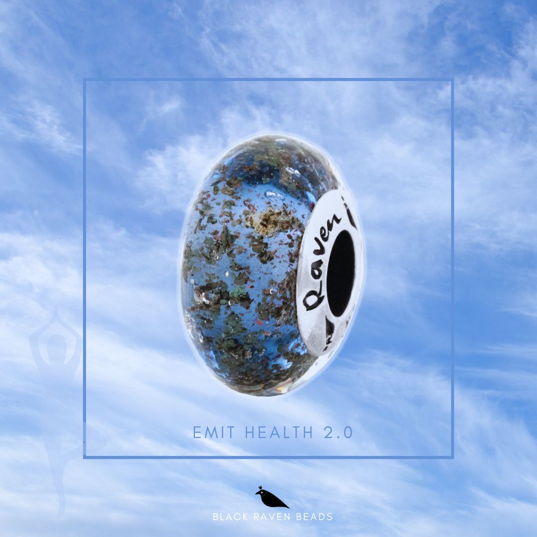 Black Raven Beads Emit Health 2.0 blue glass Charm by The Alternative Bead. Your official Black Raven Beads Retailer from Germany