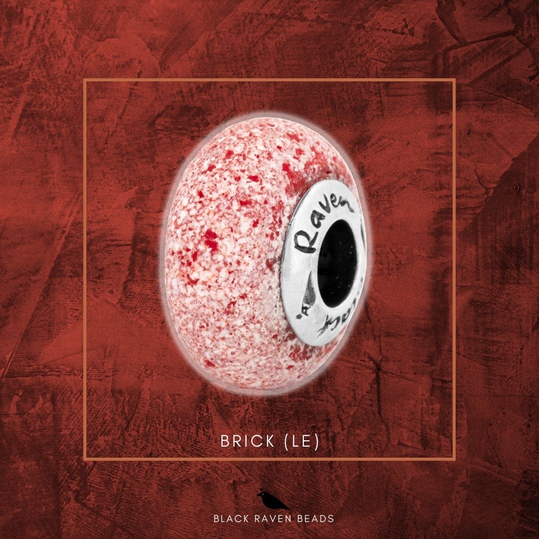 Black Raven Beads Brick red and white glass Charm by The Alternative Bead. Your official Black Raven Beads Retailer from Germany