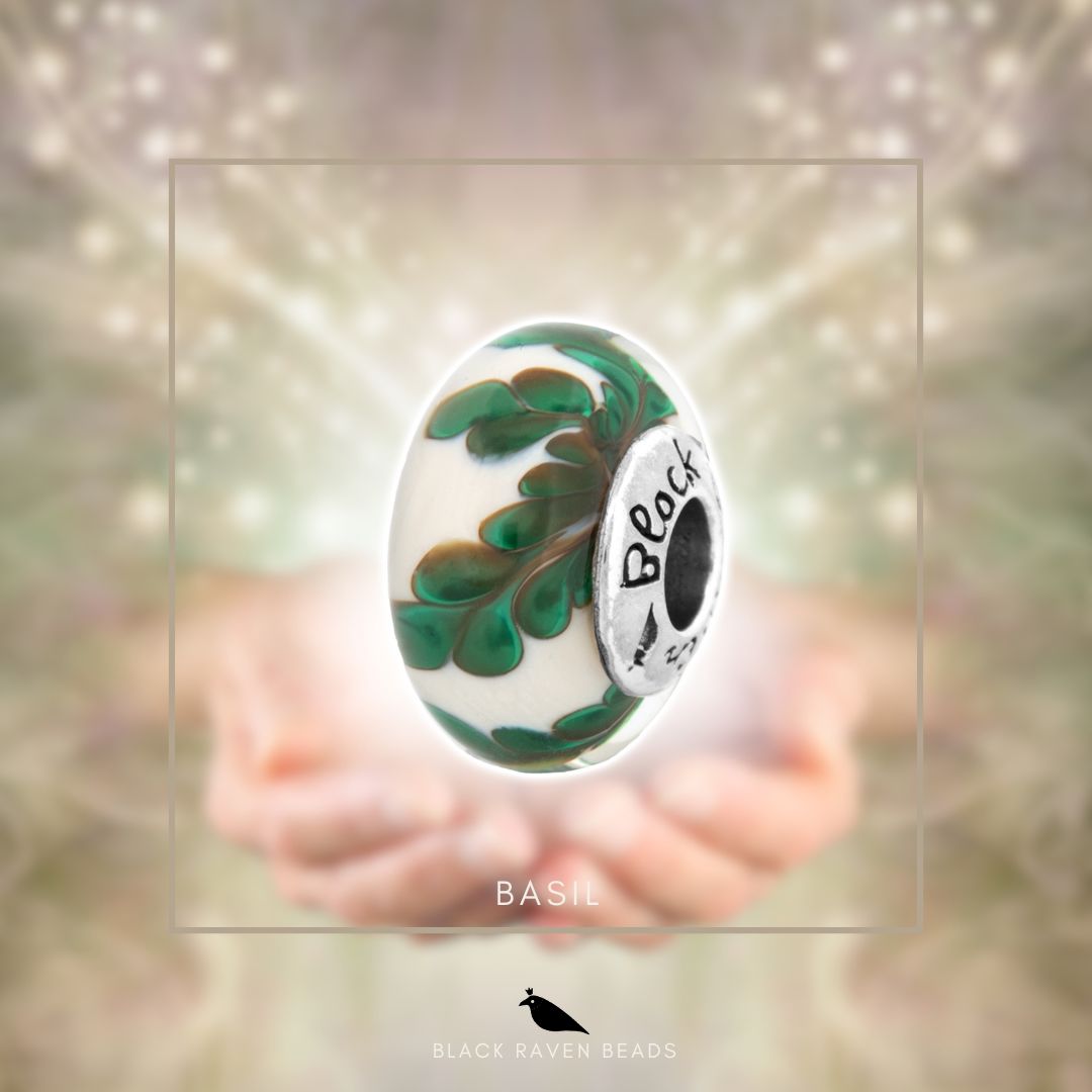 Black Raven Beads Basil Glass white and green glass Bead by The Alternative Bead. Your official Black Raven Beads Retailer from Germany