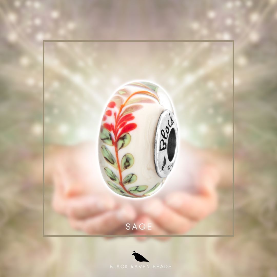 Black Raven Beads Sage Glass white and red and green glass Bead by The Alternative Bead. Your official Black Raven Beads Retailer from Germany