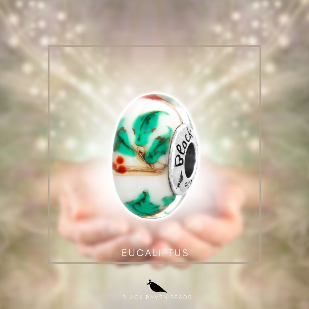 Black Raven Beads Eucaliptus Glass white and green glass Bead by The Alternative Bead. Your official Black Raven Beads Retailer from Germany