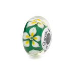 Black Raven Beads Frangipani Glass green and white glass Charm by The Alternative Bead. Your official Black Raven Beads Retailer from Germany