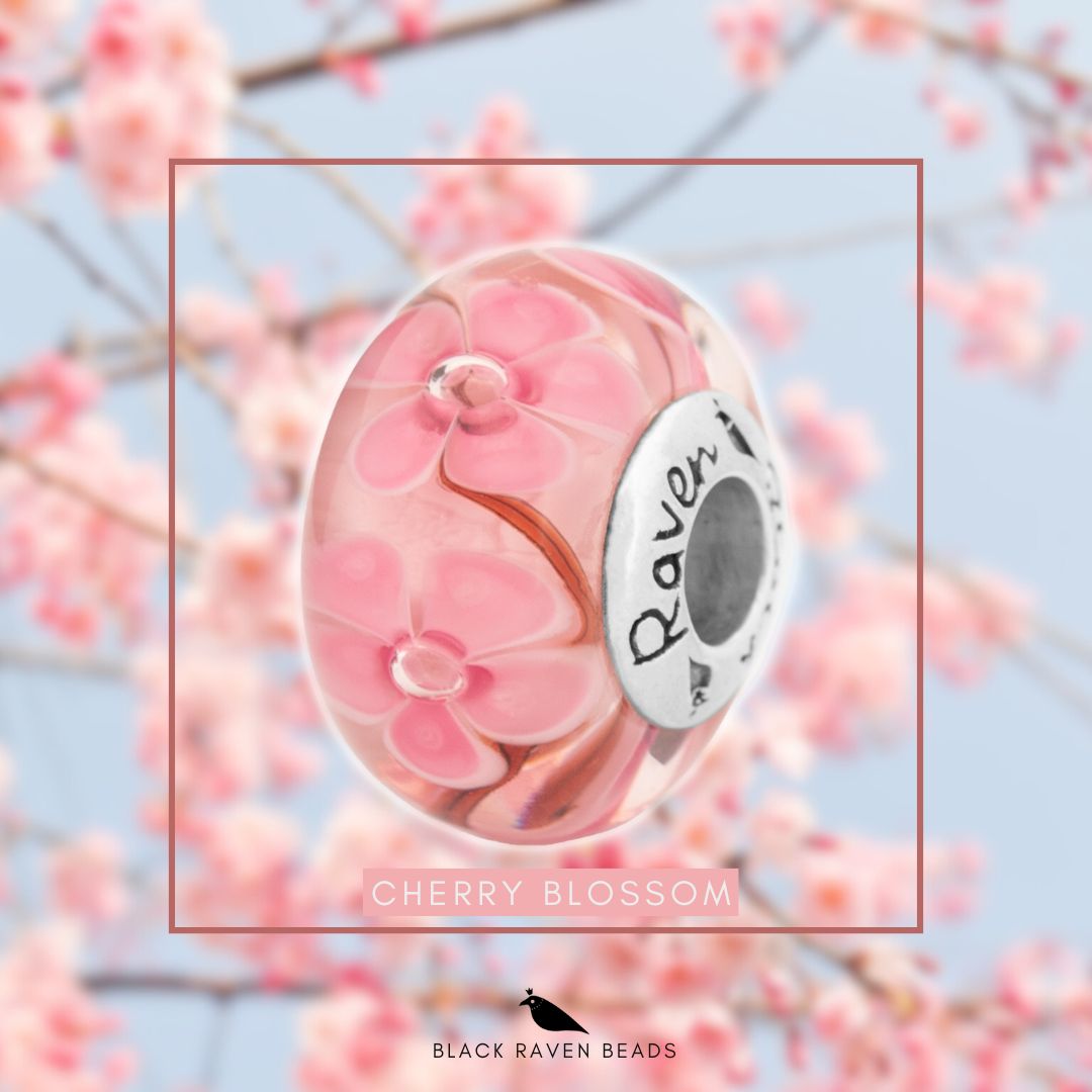 Black Raven Beads Cherry Blossom Glass pink glass Charm by The Alternative Bead. Your official Black Raven Beads Retailer from Germany