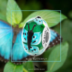 Black Raven Beads Blue Butterfly blue and green glass Charm by The Alternative Bead. Your official Black Raven Beads Retailer from Germany