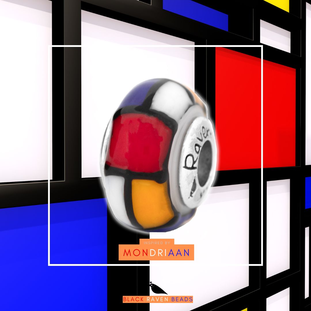 Black Raven Beads Mondriaan (limited availability) Charm red and white and blue and orange glass Bead by The Alternative Bead. Your official Black Raven Beads Retailer from Germany