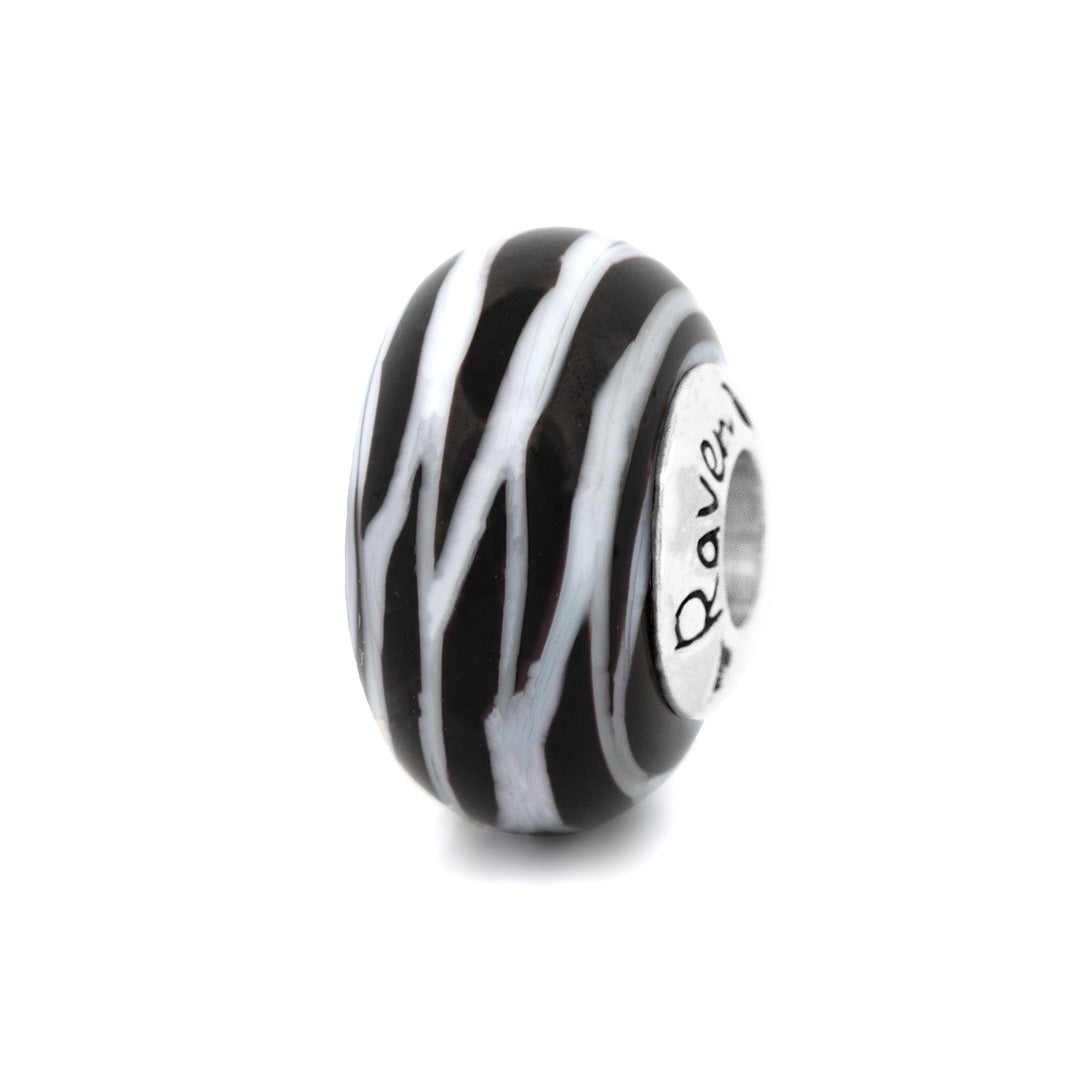 Black Raven Beads Zebra Glass black and white and striped and animal glass Bead by The Alternative Bead. Your official Black Raven Beads Retailer from Germany