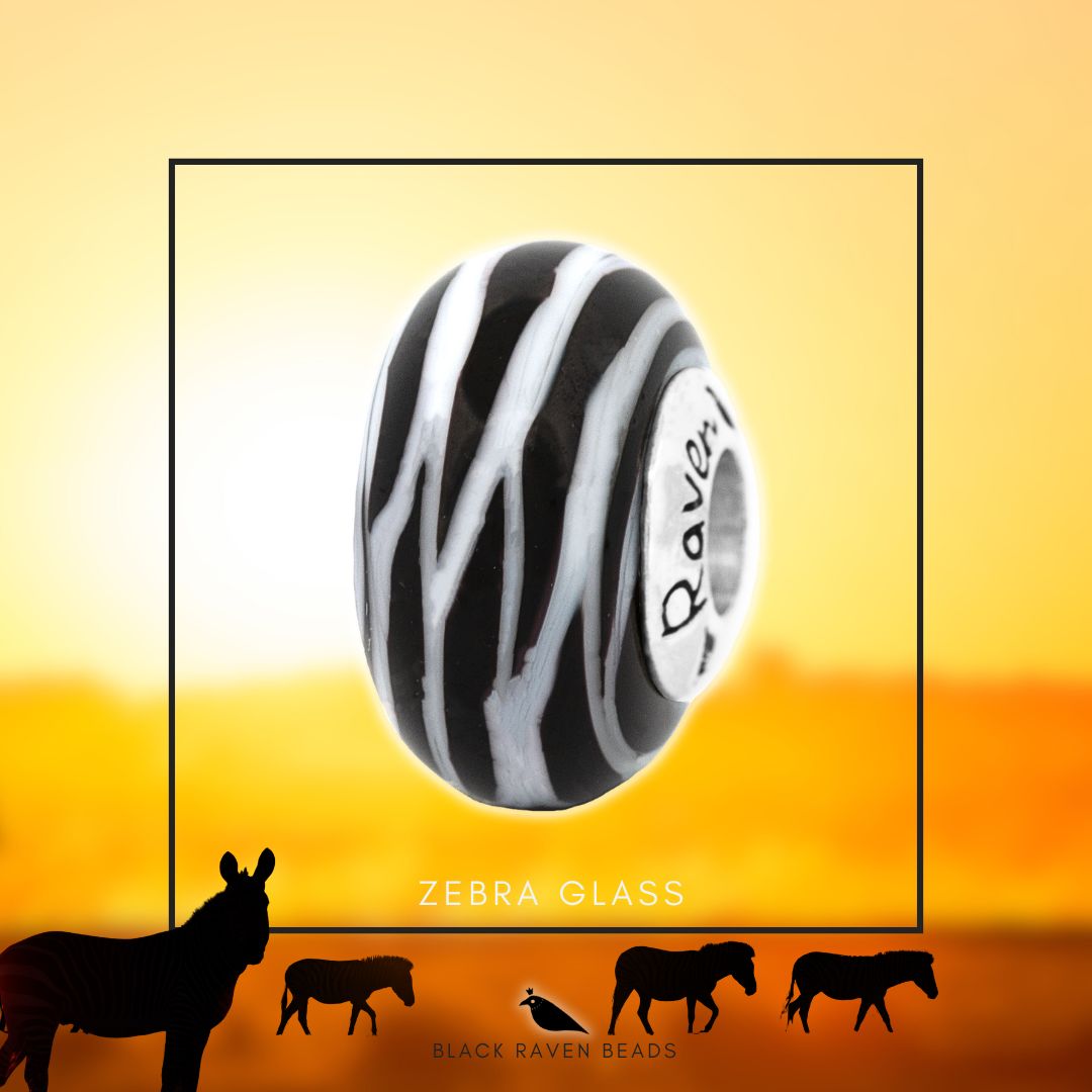 Black Raven Beads Zebra Glass black and white and striped and animal glass Bead by The Alternative Bead. Your official Black Raven Beads Retailer from Germany