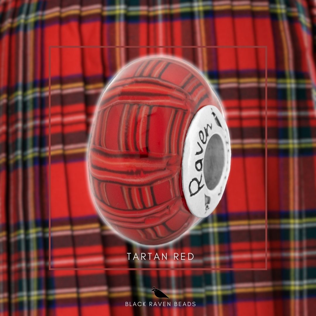 Black Raven Beads Tartan Red red glass Bead by The Alternative Bead. Your official Black Raven Beads Retailer from Germany