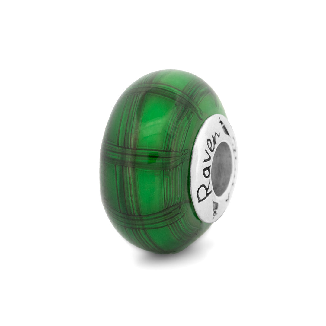 Black Raven Beads Tartan Green green glass Bead by The Alternative Bead. Your official Black Raven Beads Retailer from Germany
