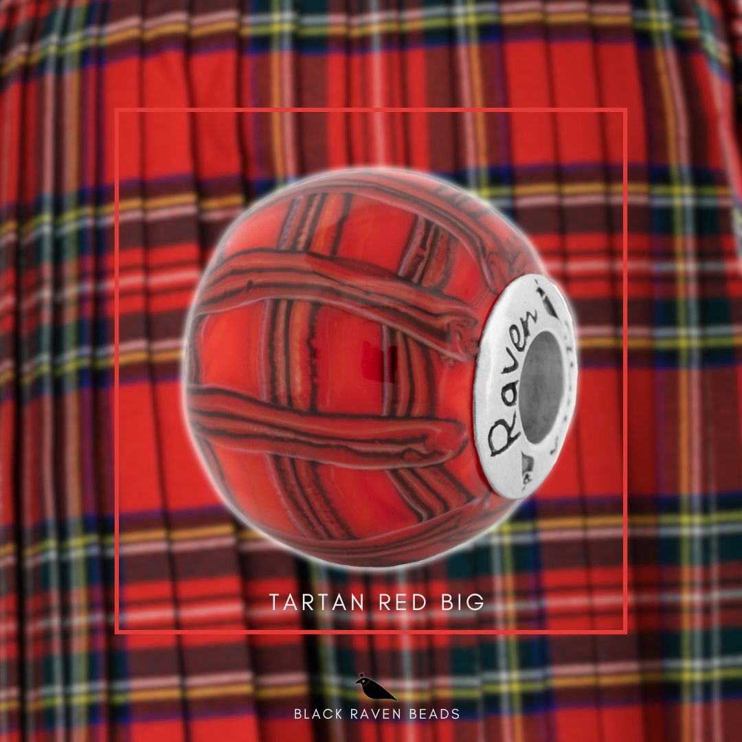 Black Raven Beads Tartan Red Big LA red glass Bead by The Alternative Bead. Your official Black Raven Beads Retailer from Germany