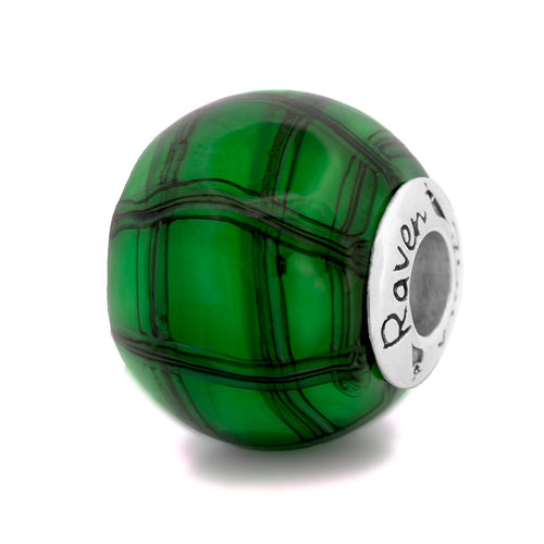 Black Raven Beads Tartan Green Big LA green glass Bead by The Alternative Bead. Your official Black Raven Beads Retailer from Germany