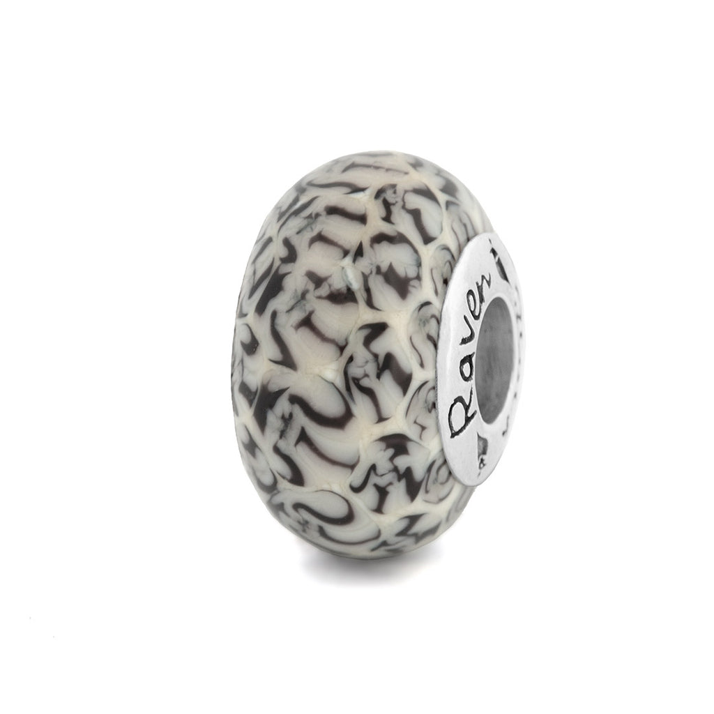Black Raven Beads Snow Leopard Glass white; gray glass Bead by The Alternative Bead. Your official Black Raven Beads Retailer from Germany