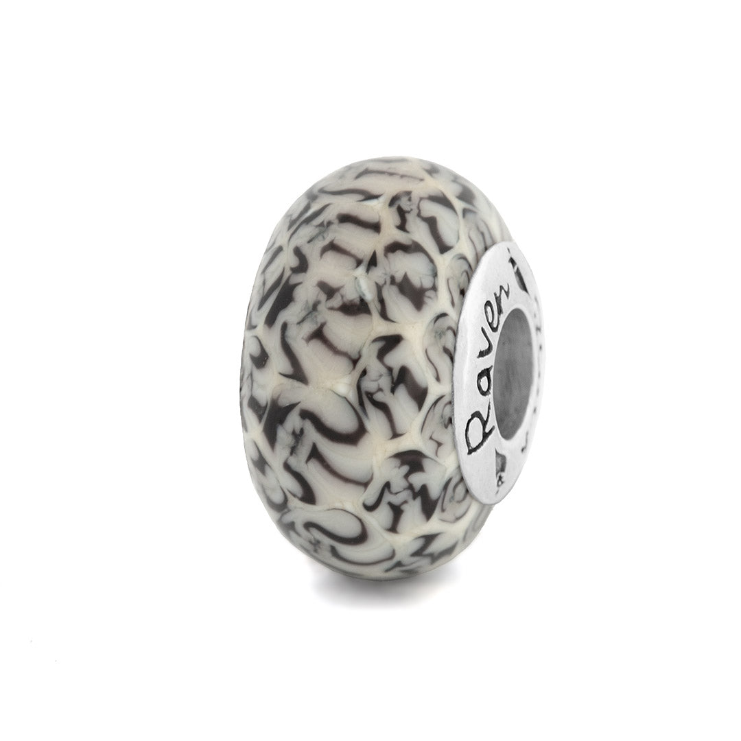 Black Raven Beads Snow Leopard Glass white; gray glass Bead by The Alternative Bead. Your official Black Raven Beads Retailer from Germany