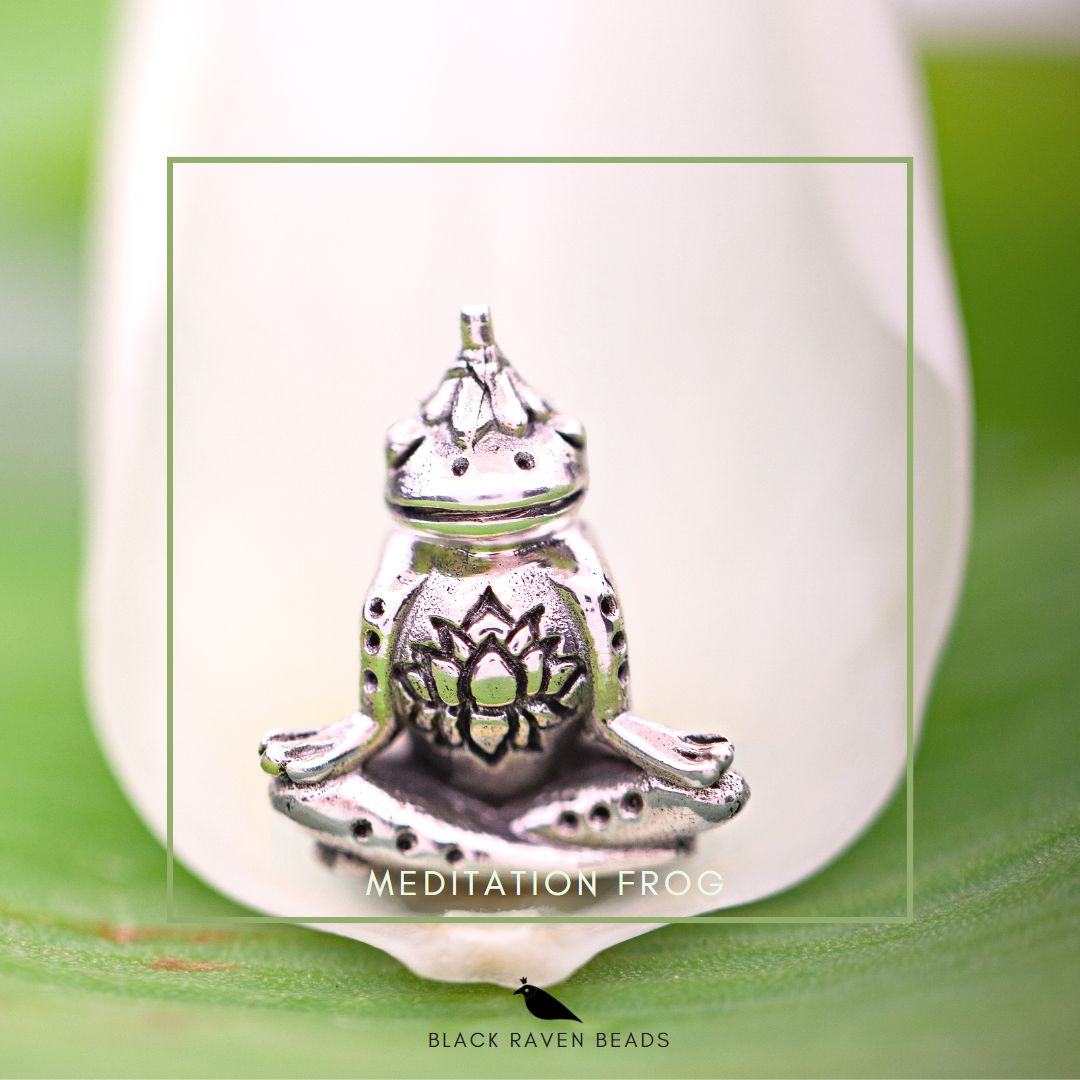 Black Raven Beads Meditation Frog silver sterling-silver Charm by The Alternative Bead. Your official Black Raven Beads Retailer from Germany