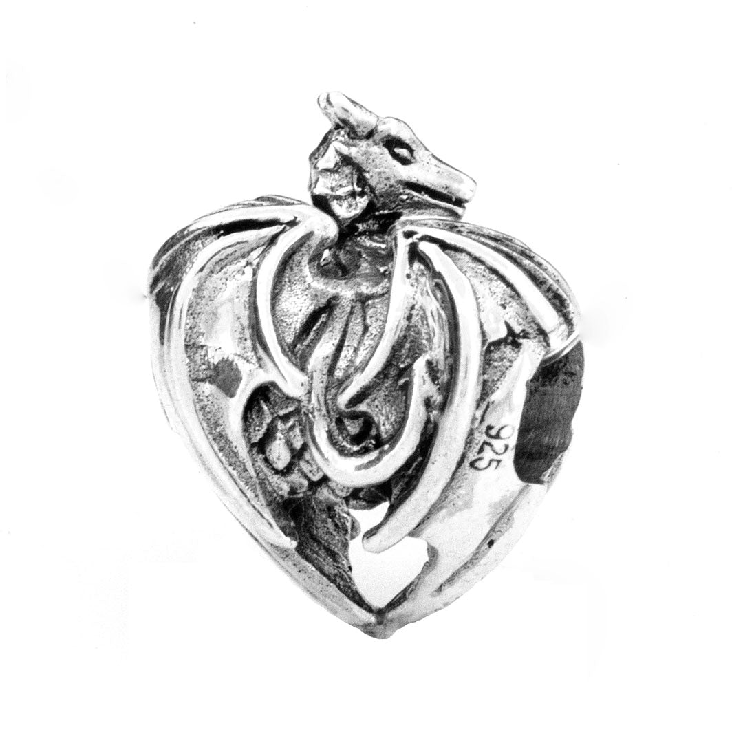 Black Raven Beads Dragon Heart silver sterling-silver Charm by The Alternative Bead. Your official Black Raven Beads Retailer from Germany