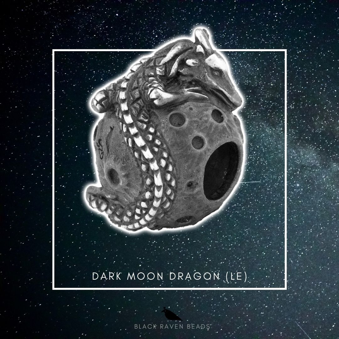 Black Raven Beads Dark Moon Dragon silver and gray sterling-silver Charm by The Alternative Bead. Your official Black Raven Beads Retailer from Germany