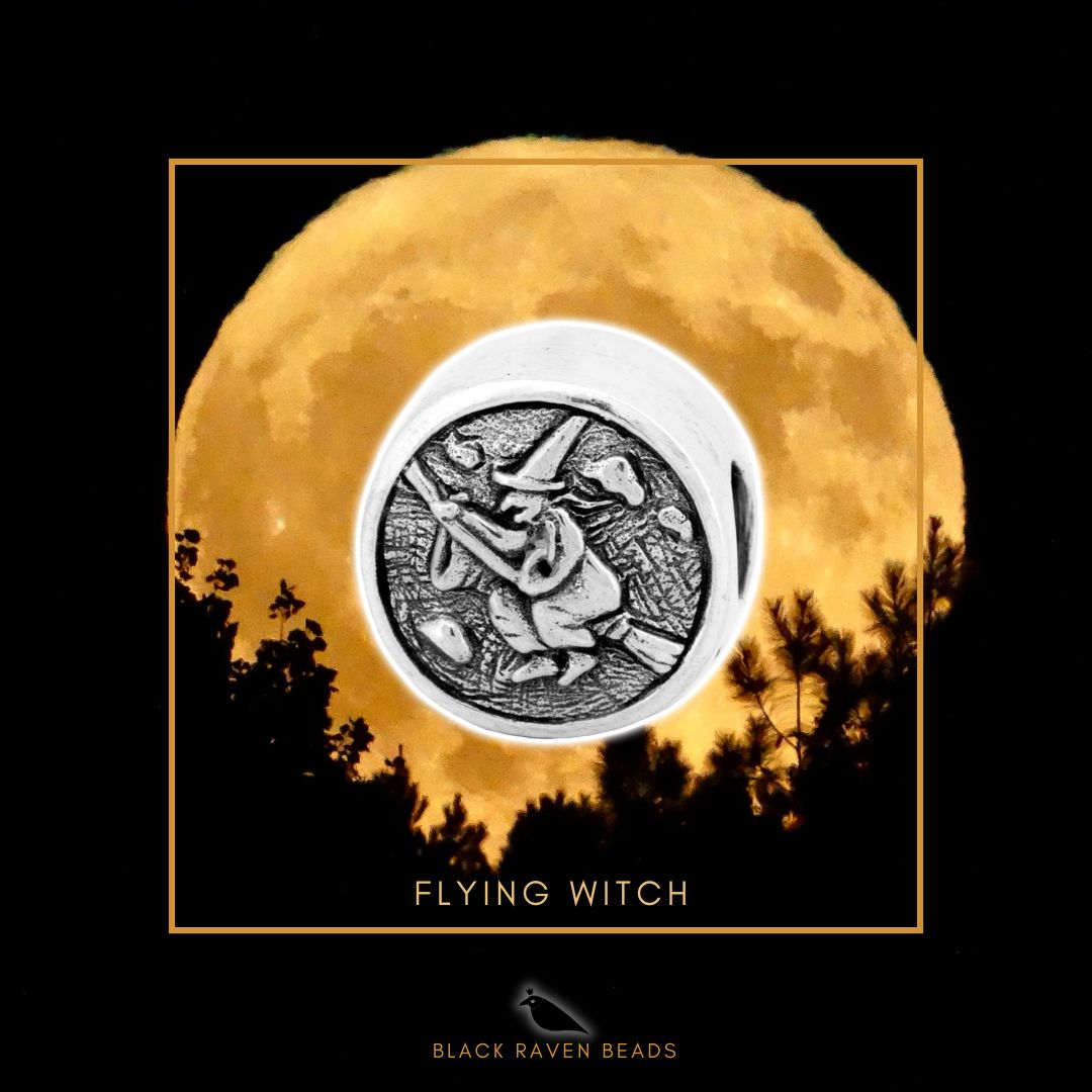Black Raven Beads Flying Witch silver sterling-silver Charm by The Alternative Bead. Your official Black Raven Beads Retailer from Germany