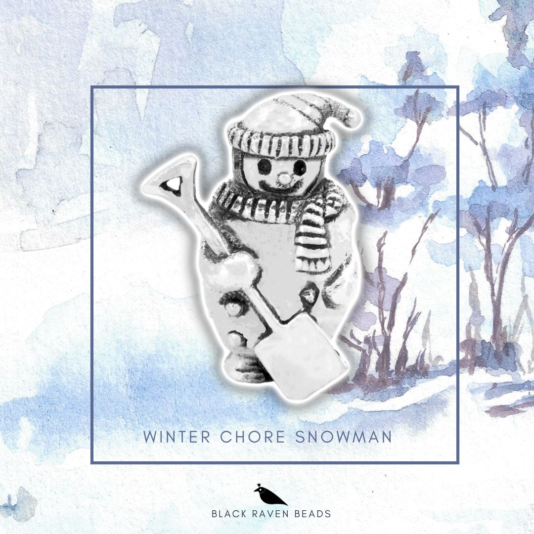 Black Raven Beads Winter Chore Snowman silver sterling-silver Charm by The Alternative Bead. Your official Black Raven Beads Retailer from Germany