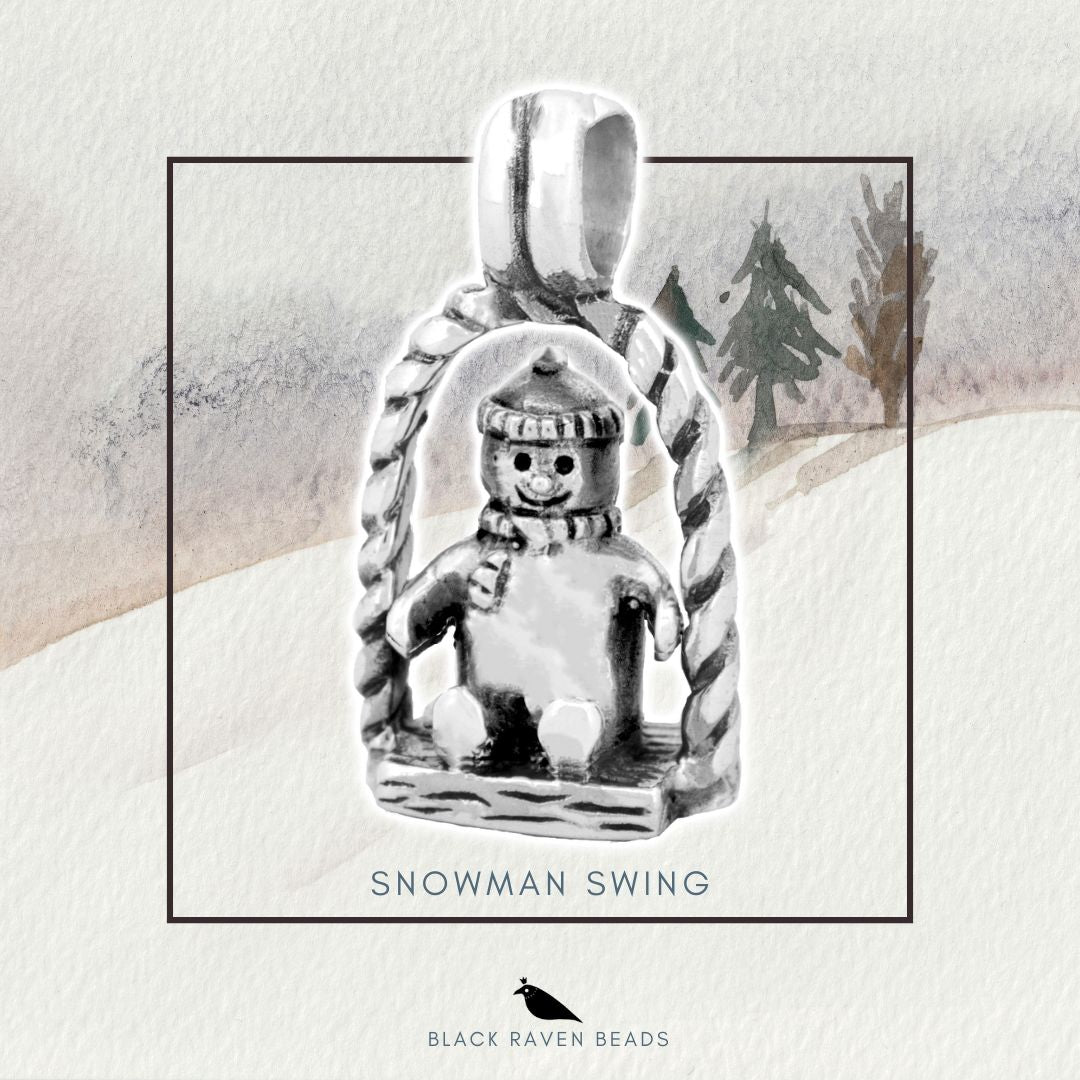 Black Raven Beads Snowman Swing silver sterling-silver Charm by The Alternative Bead. Your official Black Raven Beads Retailer from Germany