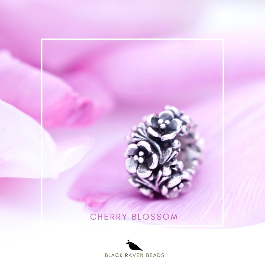 Black Raven Beads Cherry Blossoms silver sterling-silver Charm by The Alternative Bead. Your official Black Raven Beads Retailer from Germany