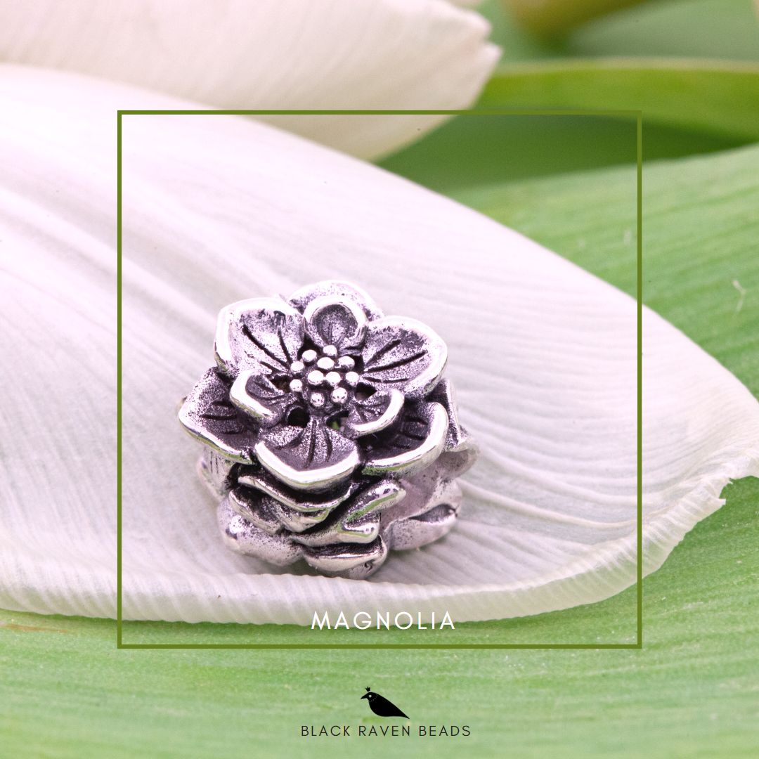 Black Raven Beads Magnolia silver sterling-silver Charm by The Alternative Bead. Your official Black Raven Beads Retailer from Germany