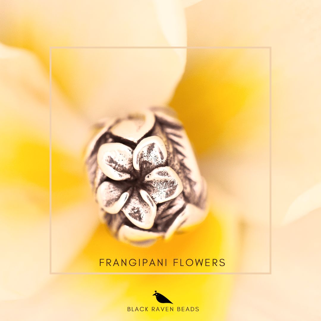 Black Raven Beads Frangipani Flowers silver sterling-silver Charm by The Alternative Bead. Your official Black Raven Beads Retailer from Germany