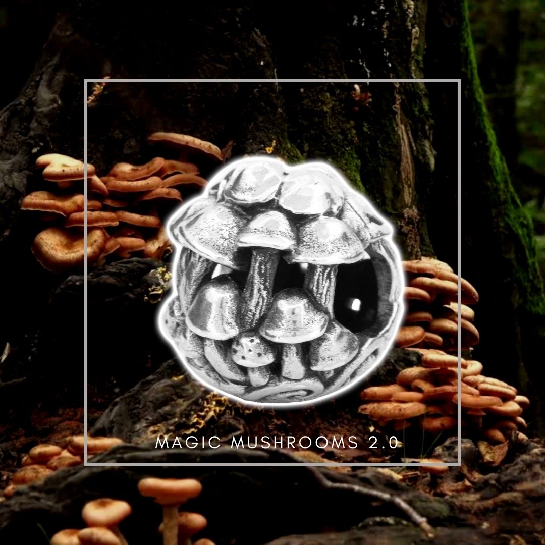 Black Raven Beads Magic Mushrooms 2.0 silver sterling-silver Charm by The Alternative Bead. Your official Black Raven Beads Retailer from Germany